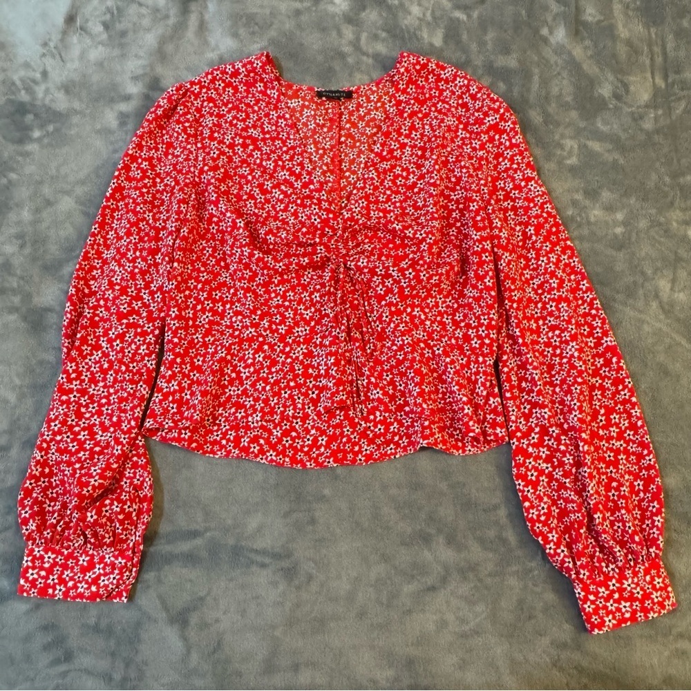 Dynamite Scarlet and Ivory Floral Blouse
#1336 - Picture 1 of 6